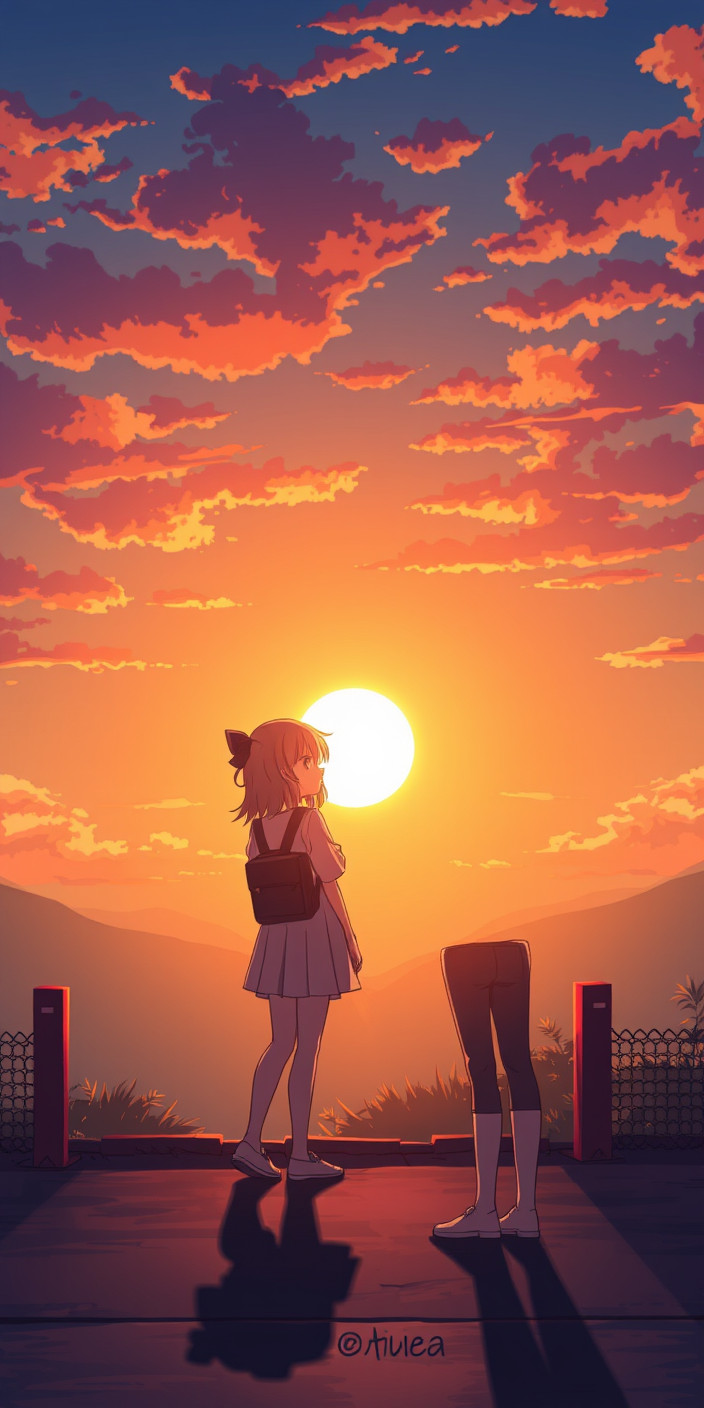 Anime sunset 2 Phone Wallpaper