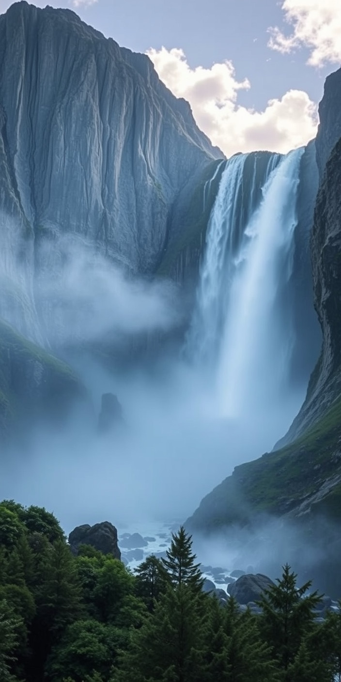 Mountain and waterfall 9 Phone Wallpaper