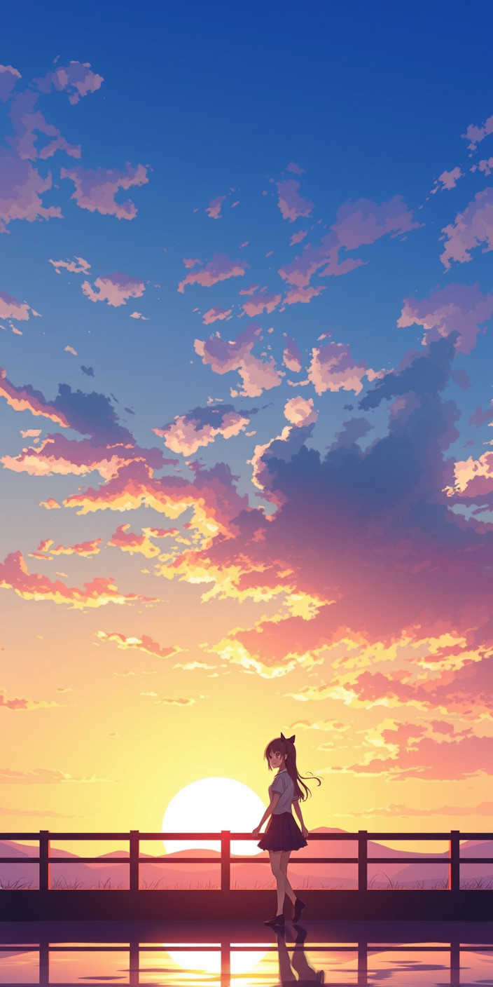 Anime sunset 8 Phone Wallpaper