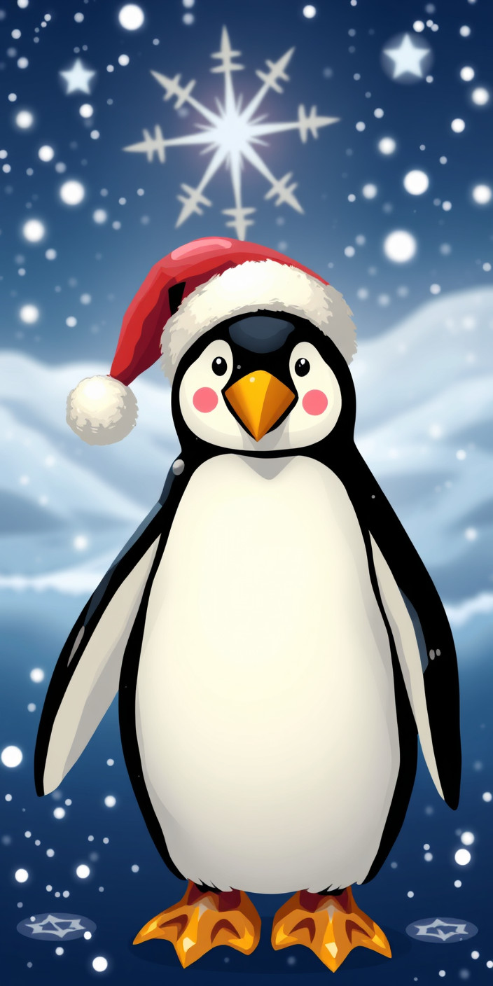 Christmas penguin 9 Phone Wallpaper