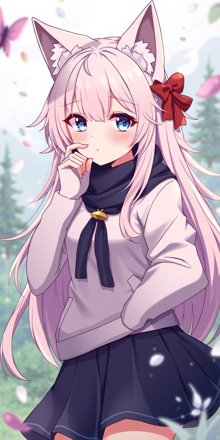 Anime wolf girl 7 Phone Wallpaper