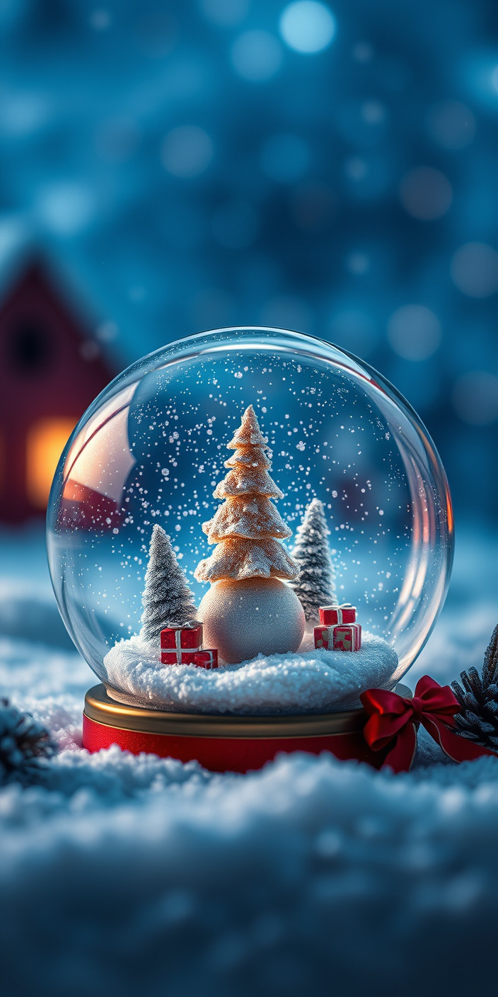 Christmas snow globe 2 Phone Wallpaper