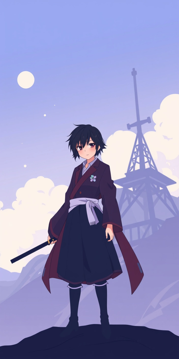 Minimalist anime 9 Phone Wallpaper