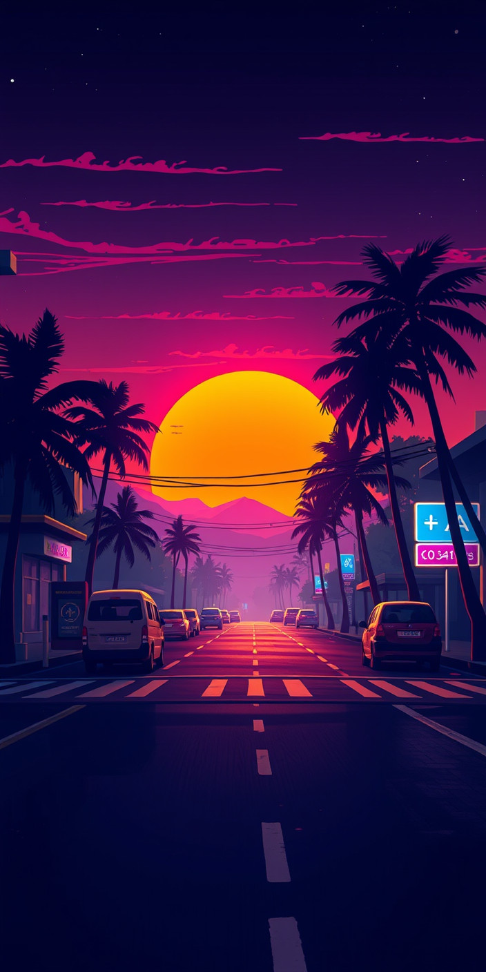 Neon sunset 11 Phone Wallpaper