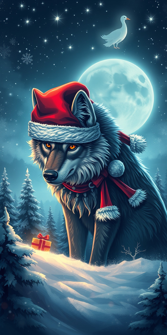 Christmas wolf 5 Phone Wallpaper