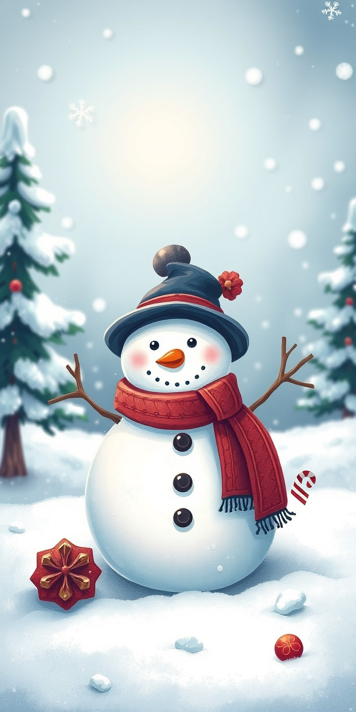 Cute snowman 2 Phone Wallpaper