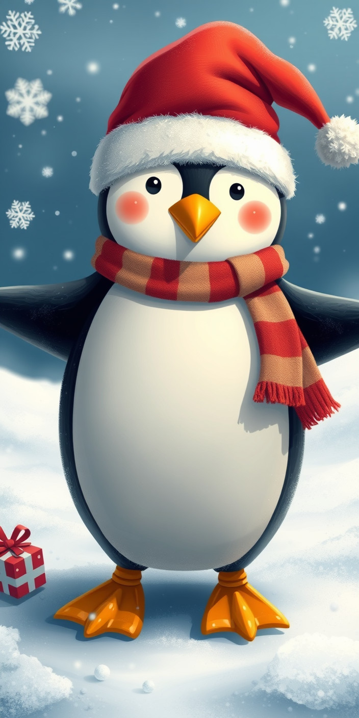 Christmas penguin 6 Phone Wallpaper