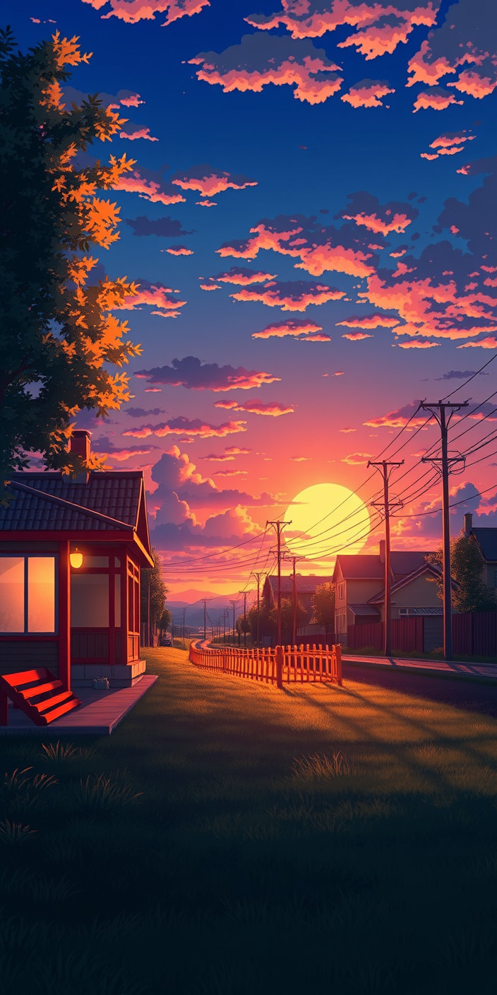 Anime sunset 7 Phone Wallpaper