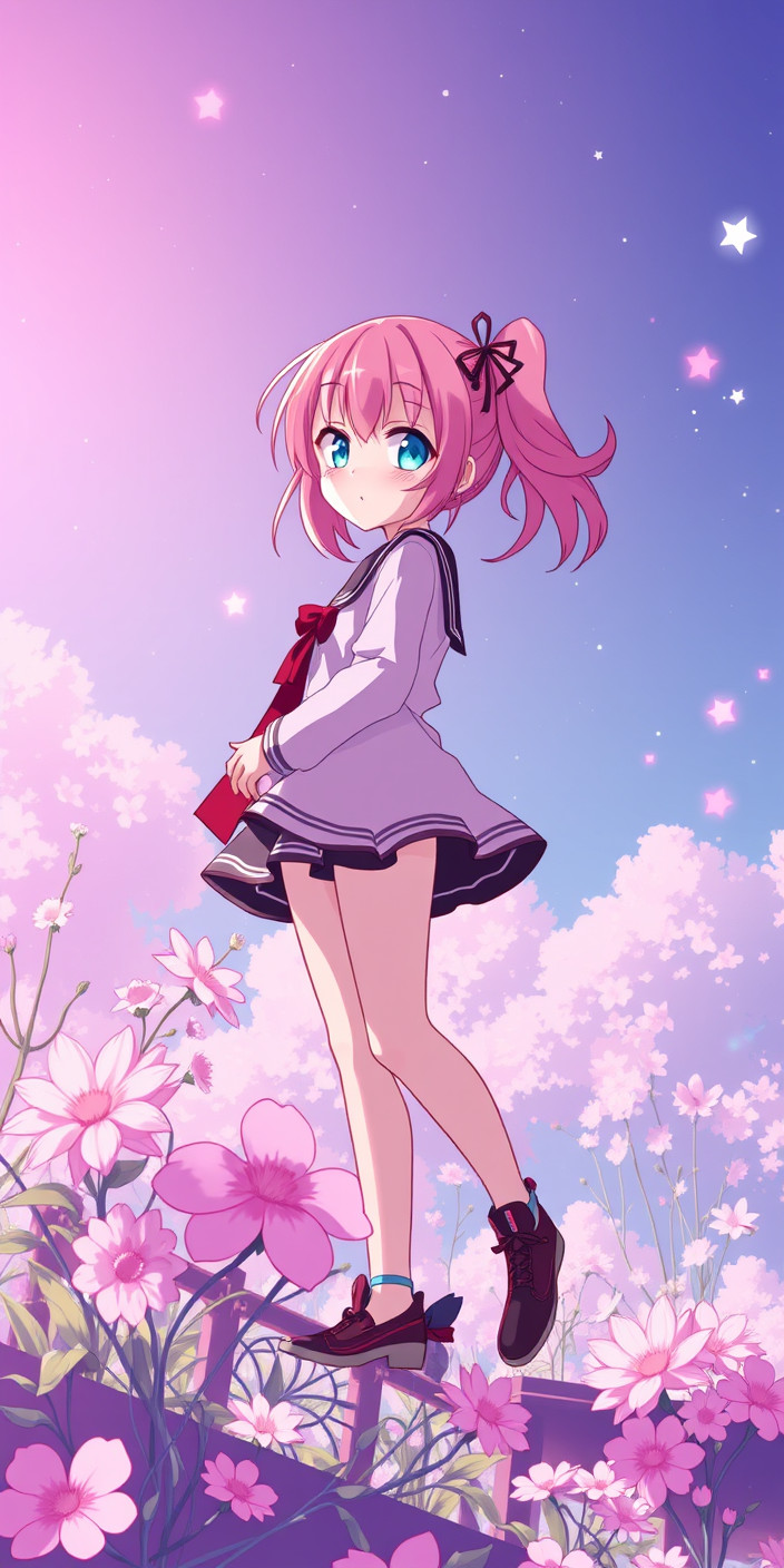 Pink anime 5 Phone Wallpaper