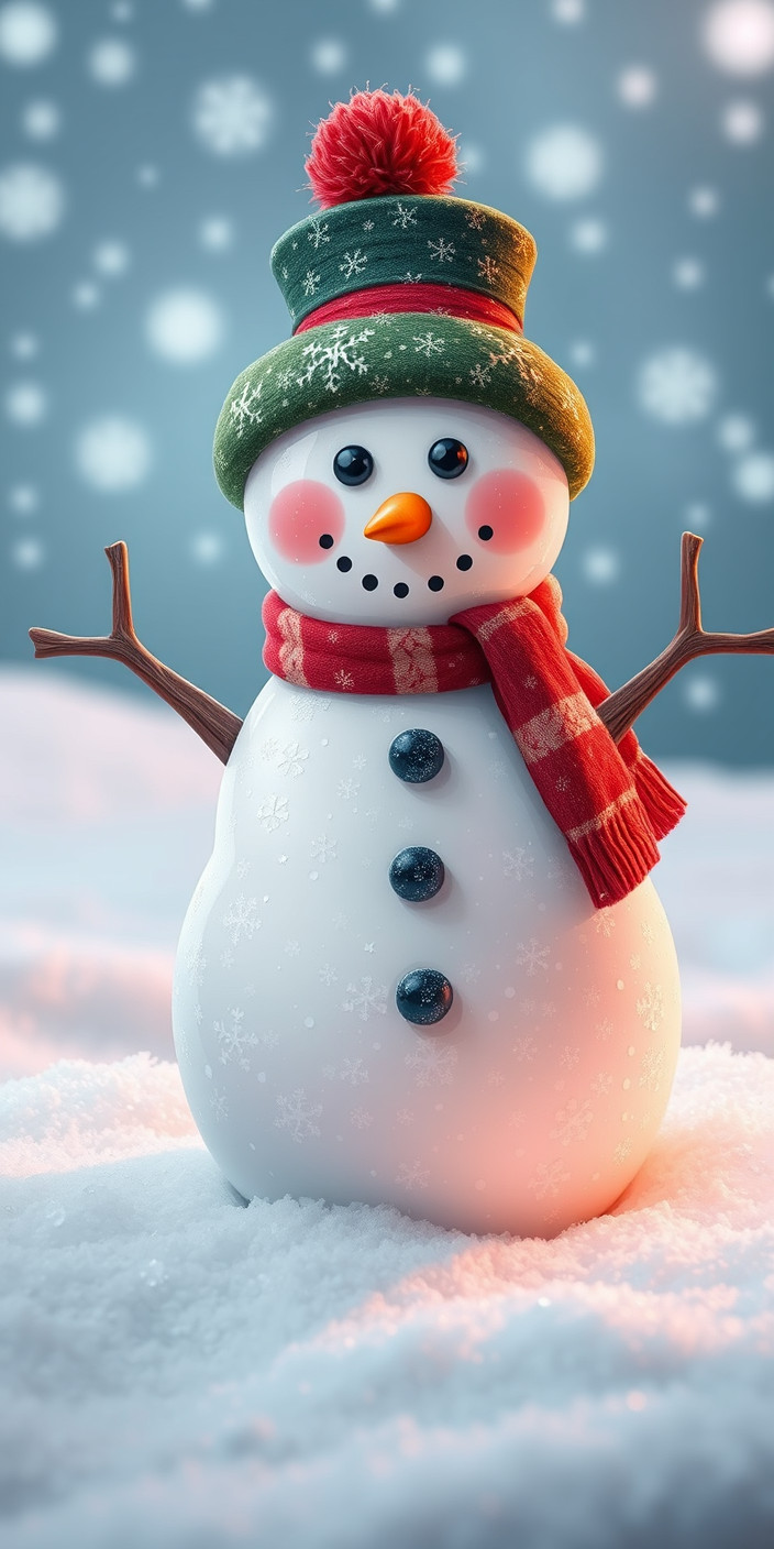 Cute snowman 3 Phone Wallpaper