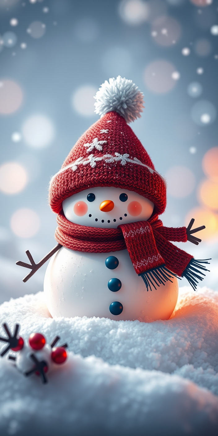 Cute snowman 11 Phone Wallpaper