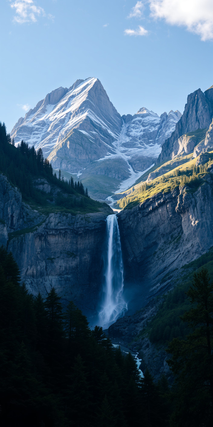 Mountain and waterfall 1 Phone Wallpaper