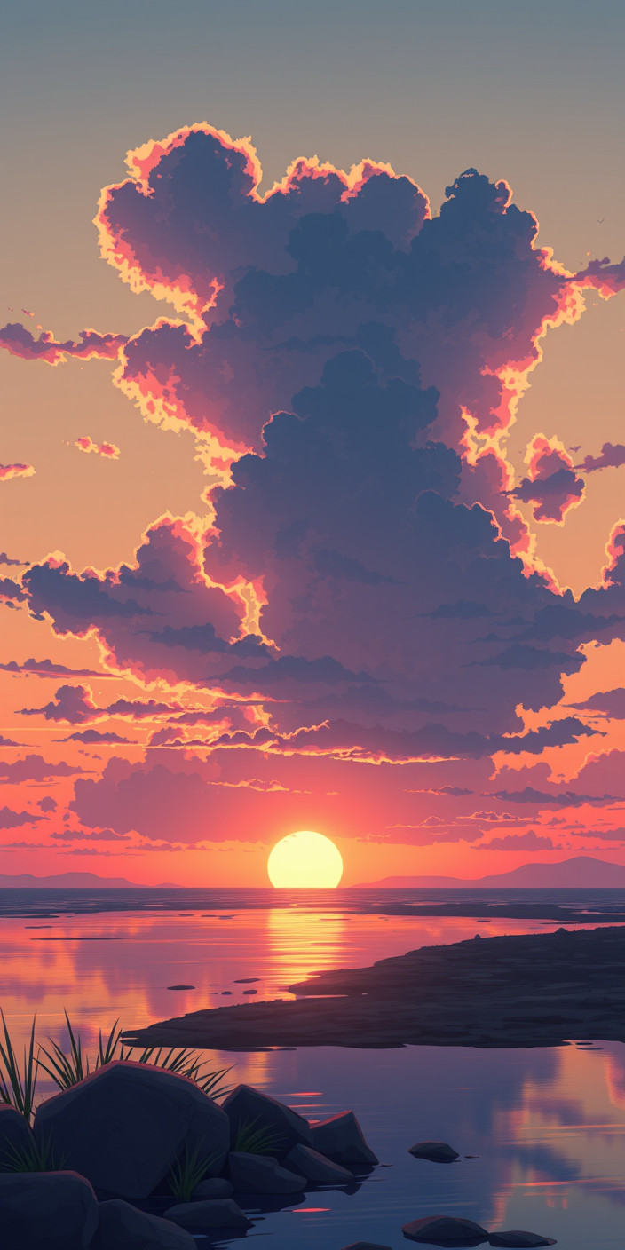 Anime sunset 12 Phone Wallpaper