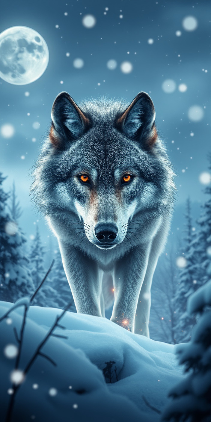 Winter wolf 3 Phone Wallpaper