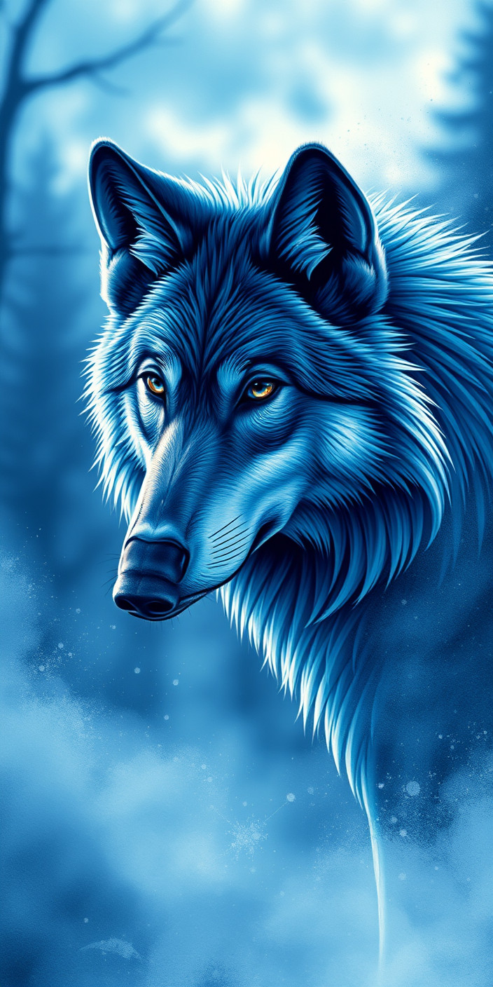 Blue wolf 6 Phone Wallpaper