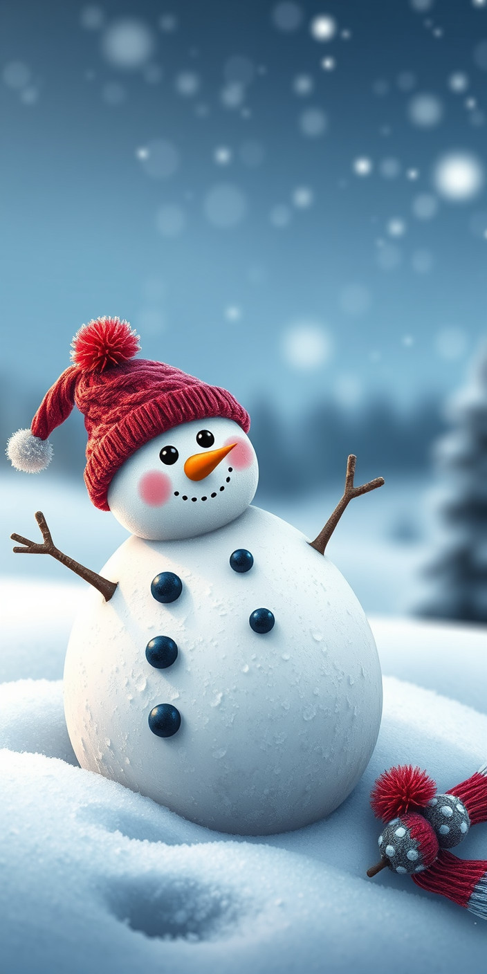 Cute snowman 12 Phone Wallpaper