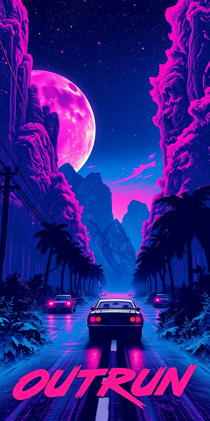 Outrun 4 Phone Wallpaper