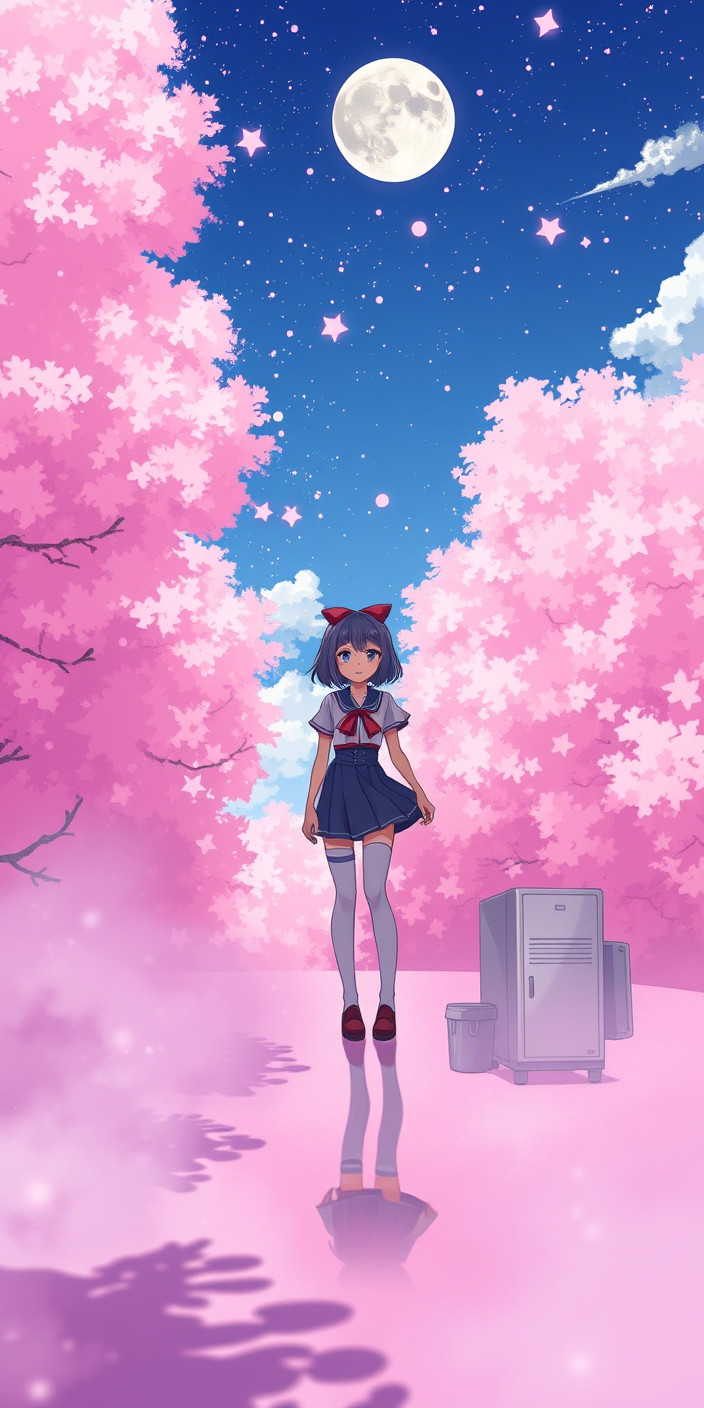 Pink anime 3 Phone Wallpaper