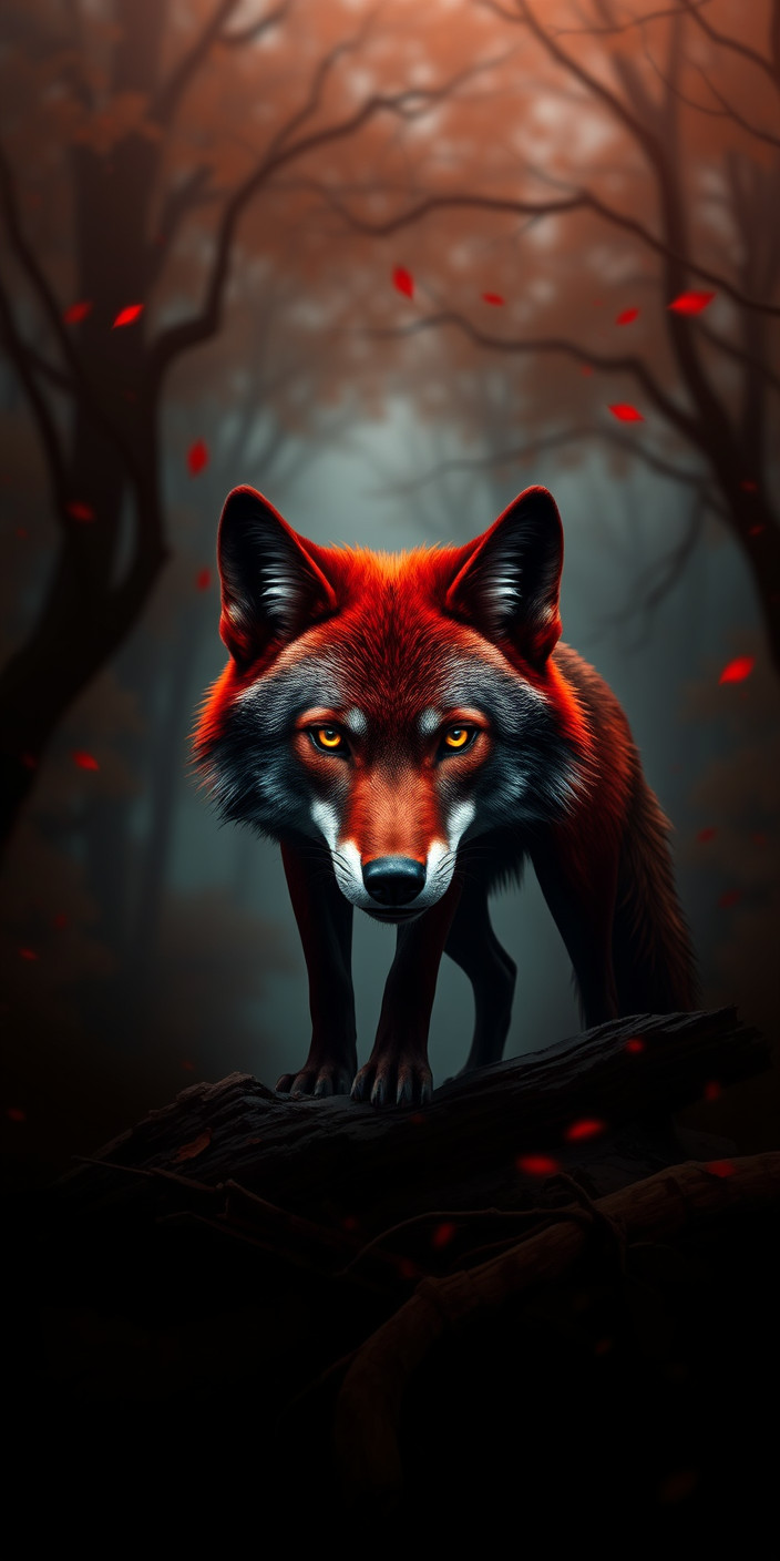 Red wolf 1 Phone Wallpaper