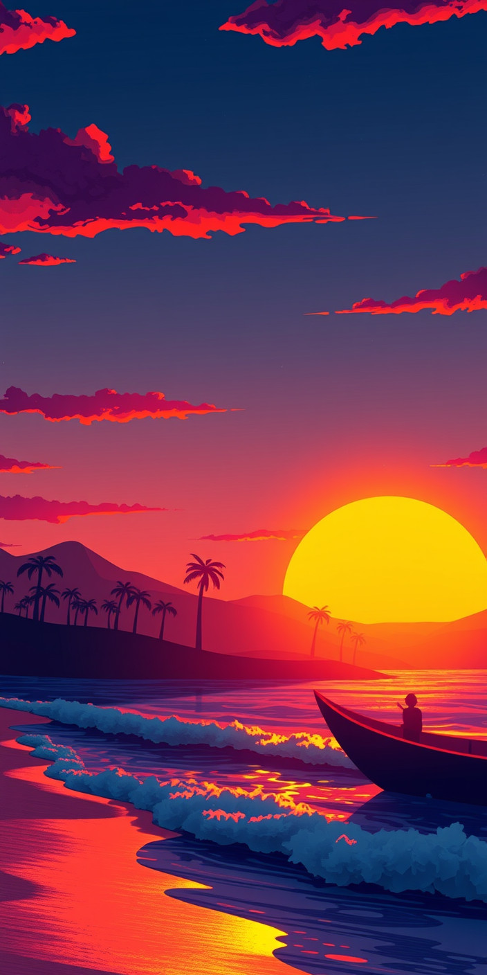 Neon sunset 9 Phone Wallpaper