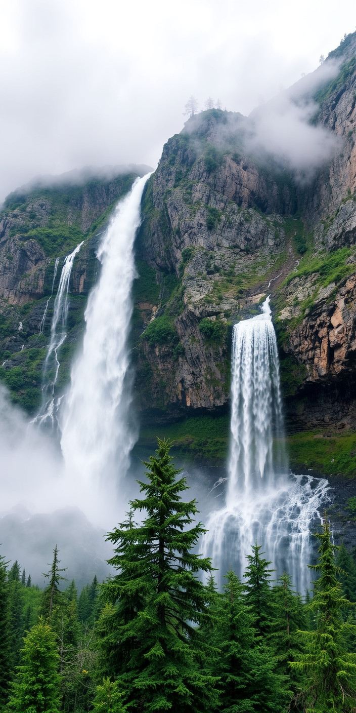 Mountain and waterfall 6 Phone Wallpaper