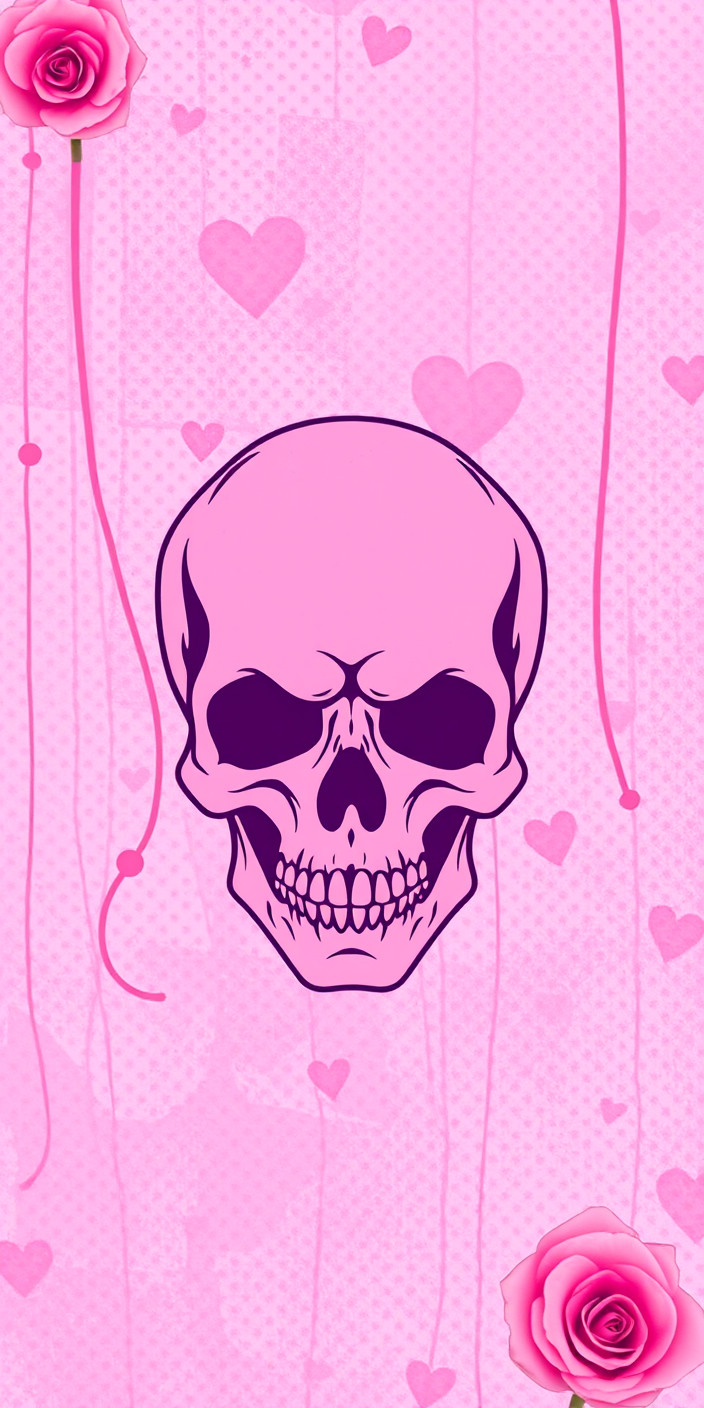 Pink skull 8 Phone Wallpaper