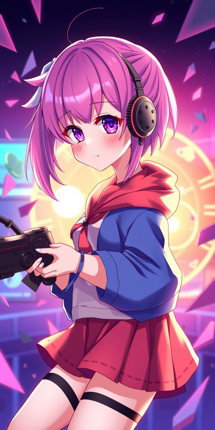 Anime gamer girl 2 Phone Wallpaper