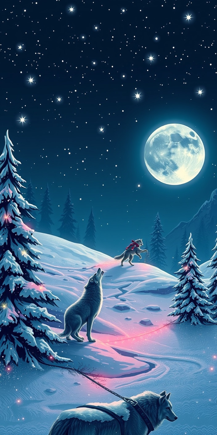 Christmas wolves 7 Phone Wallpaper