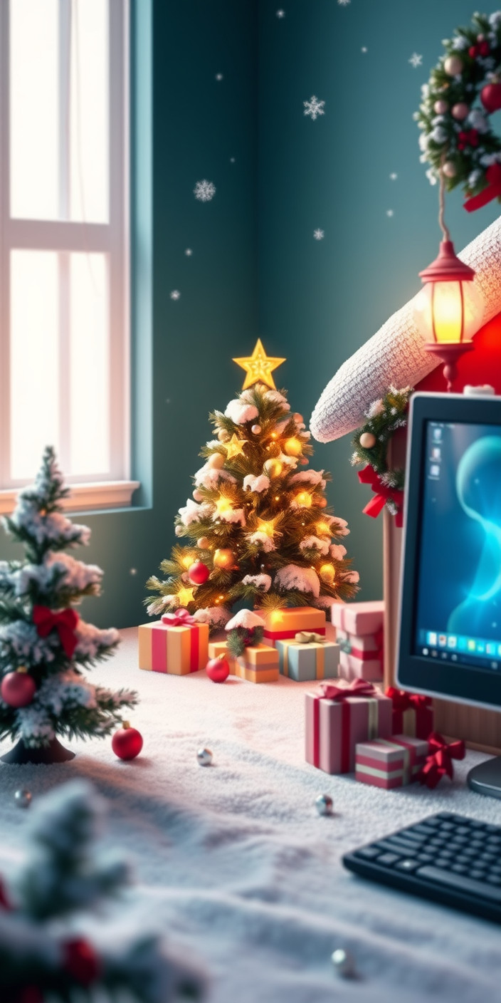 Christmas  computer 3 Phone Wallpaper