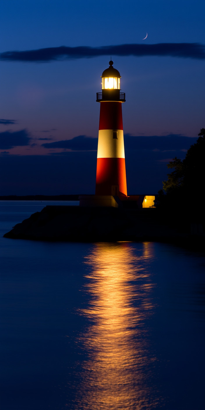 Lighthouse at night 6 Phone Wallpaper