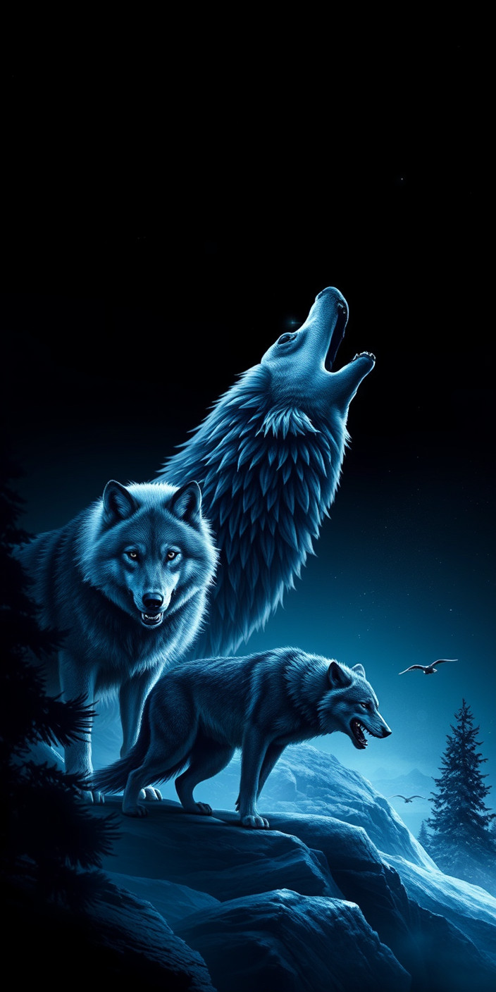 Wolves 3 Phone Wallpaper