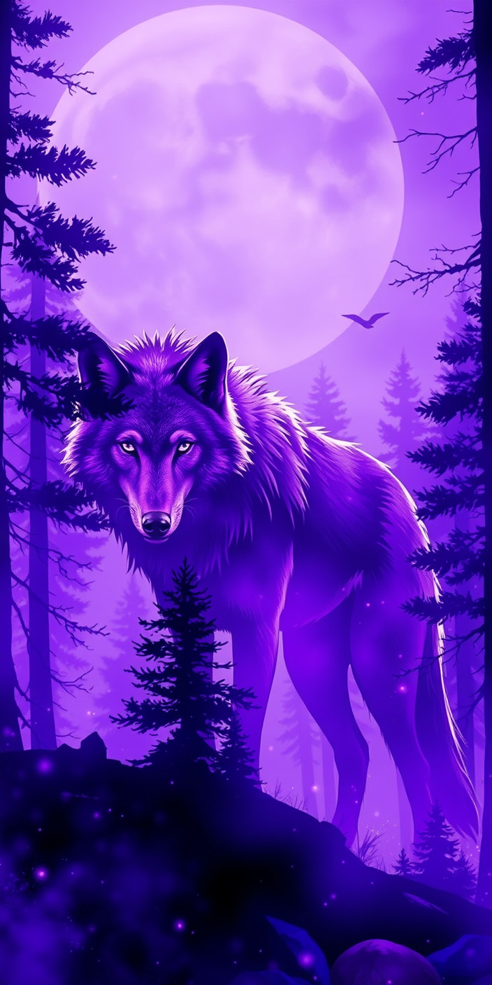 Wolf  purple 10 Phone Wallpaper