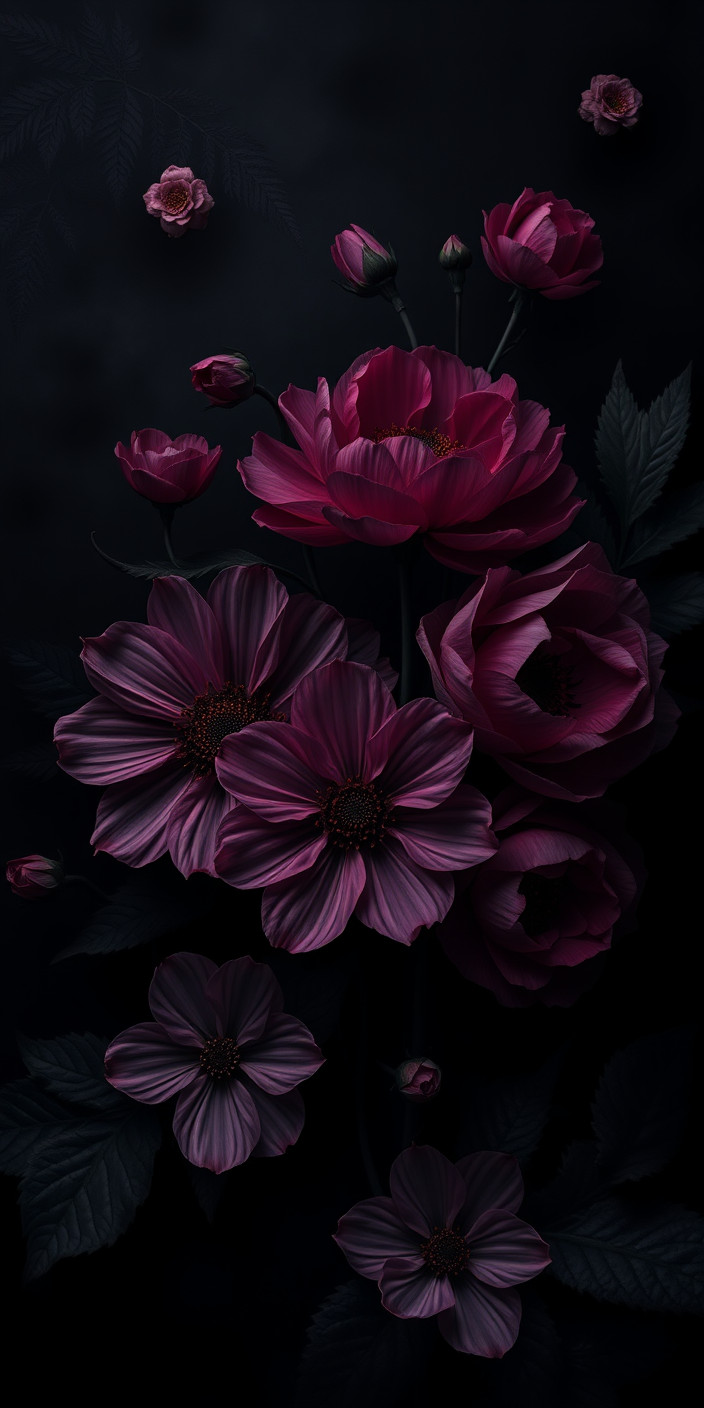 Dark flowers 3 Phone Wallpaper