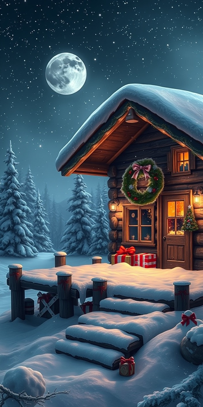 Christmas cabin 7 Phone Wallpaper