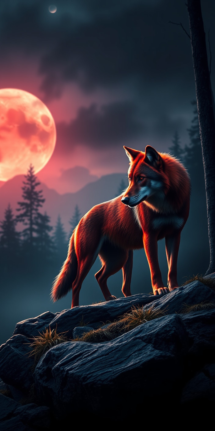 Red wolf 9 Phone Wallpaper