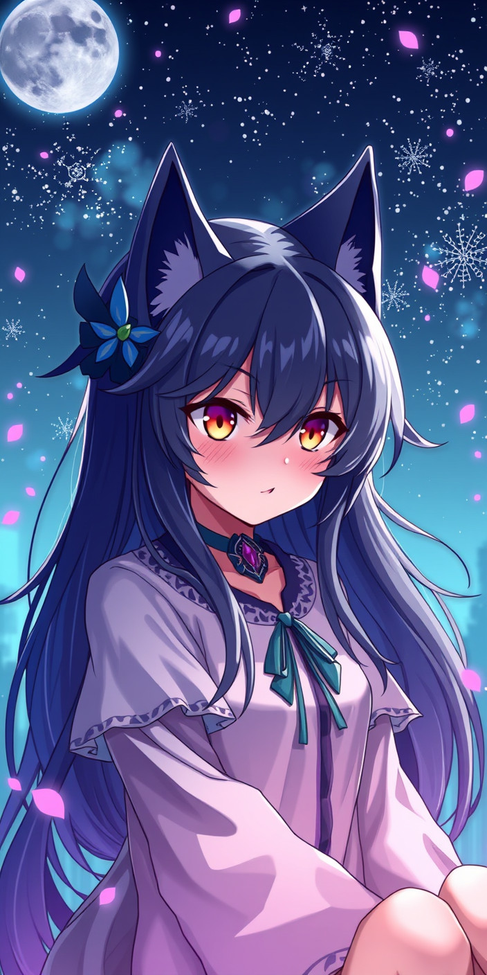 Anime wolf girl 2 Phone Wallpaper