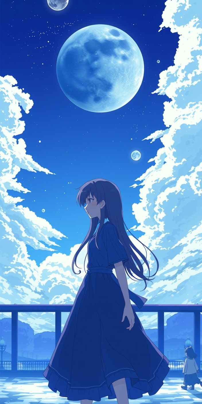 Blue anime 7 Phone Wallpaper