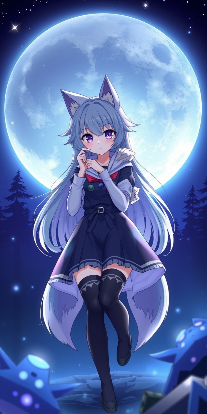 Anime wolf girl 10 Phone Wallpaper