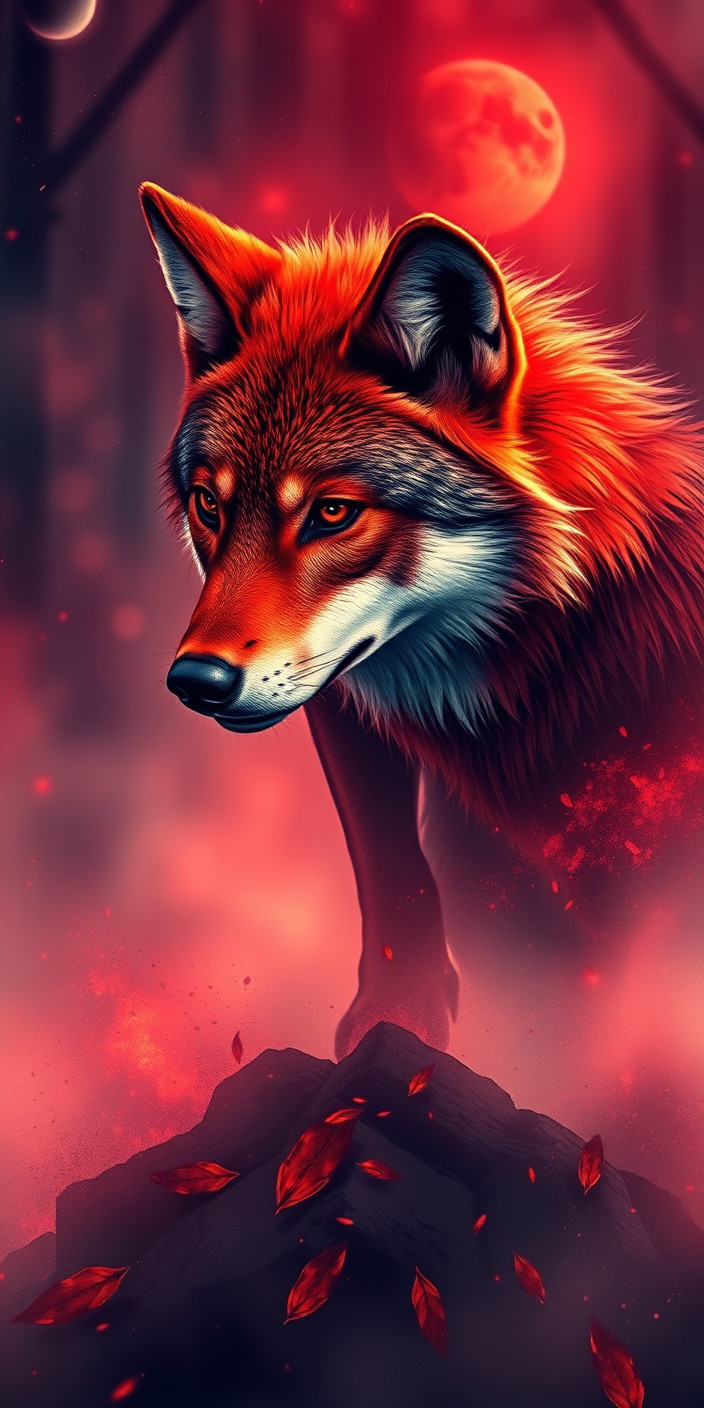 Red wolf 7 Phone Wallpaper