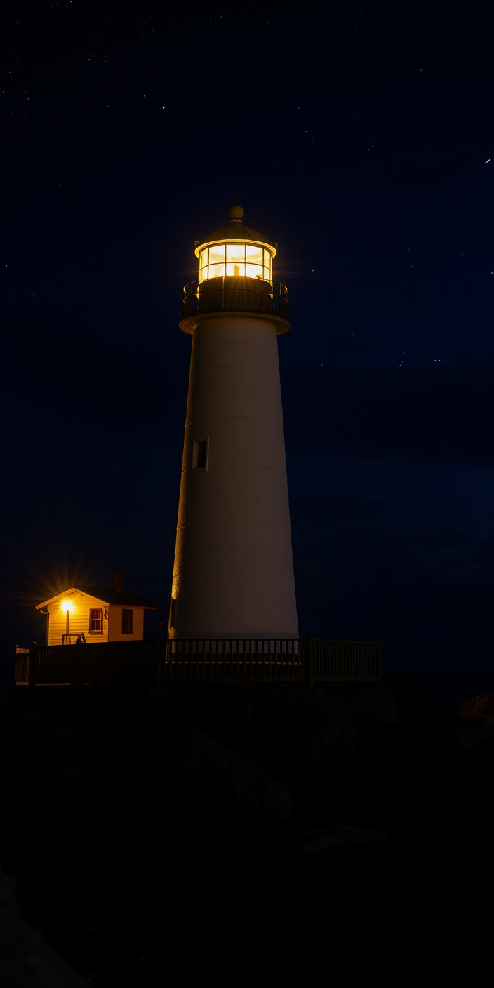 Lighthouse at night 1 Phone Wallpaper