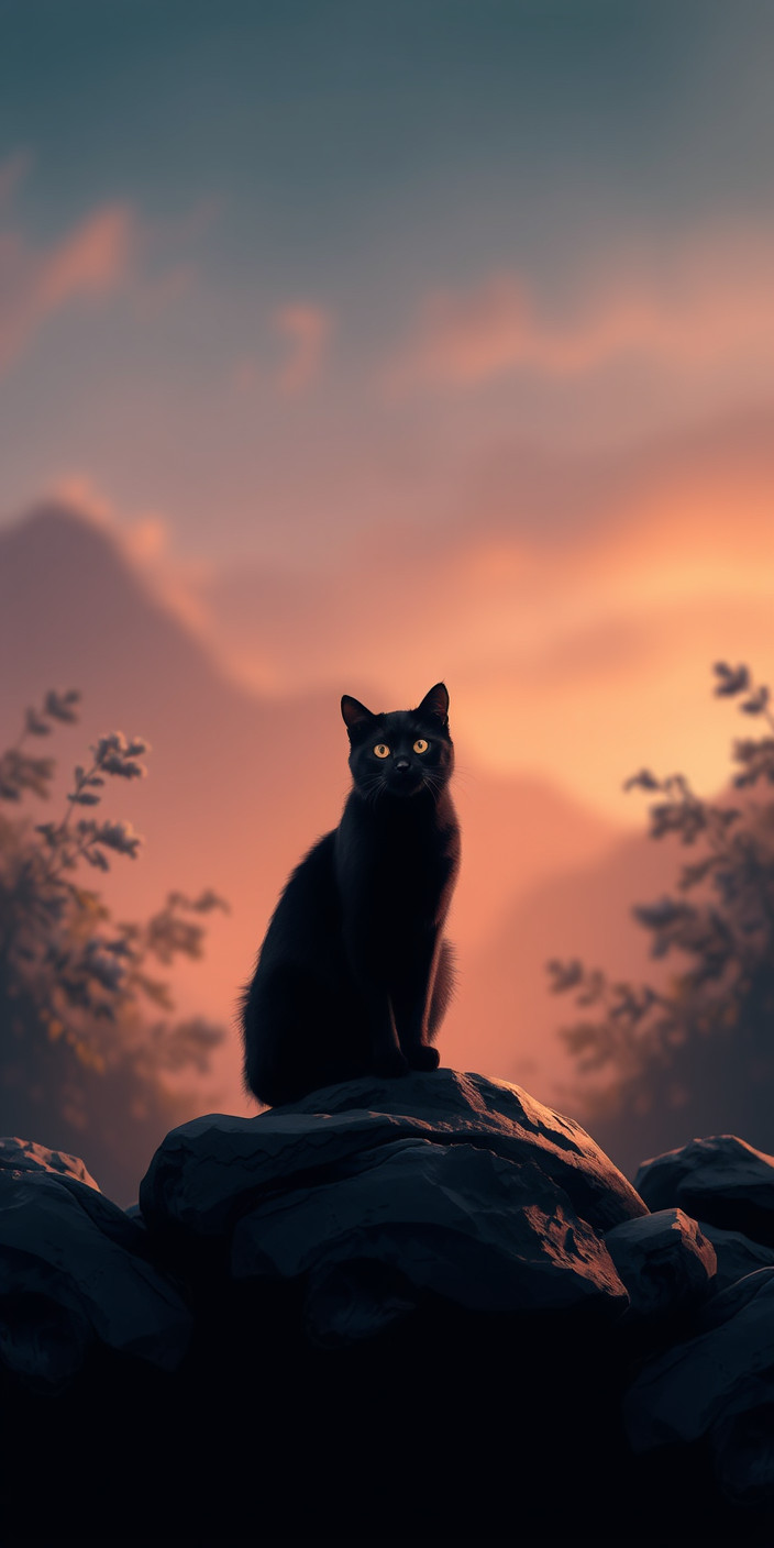Black cat 1 Phone Wallpaper