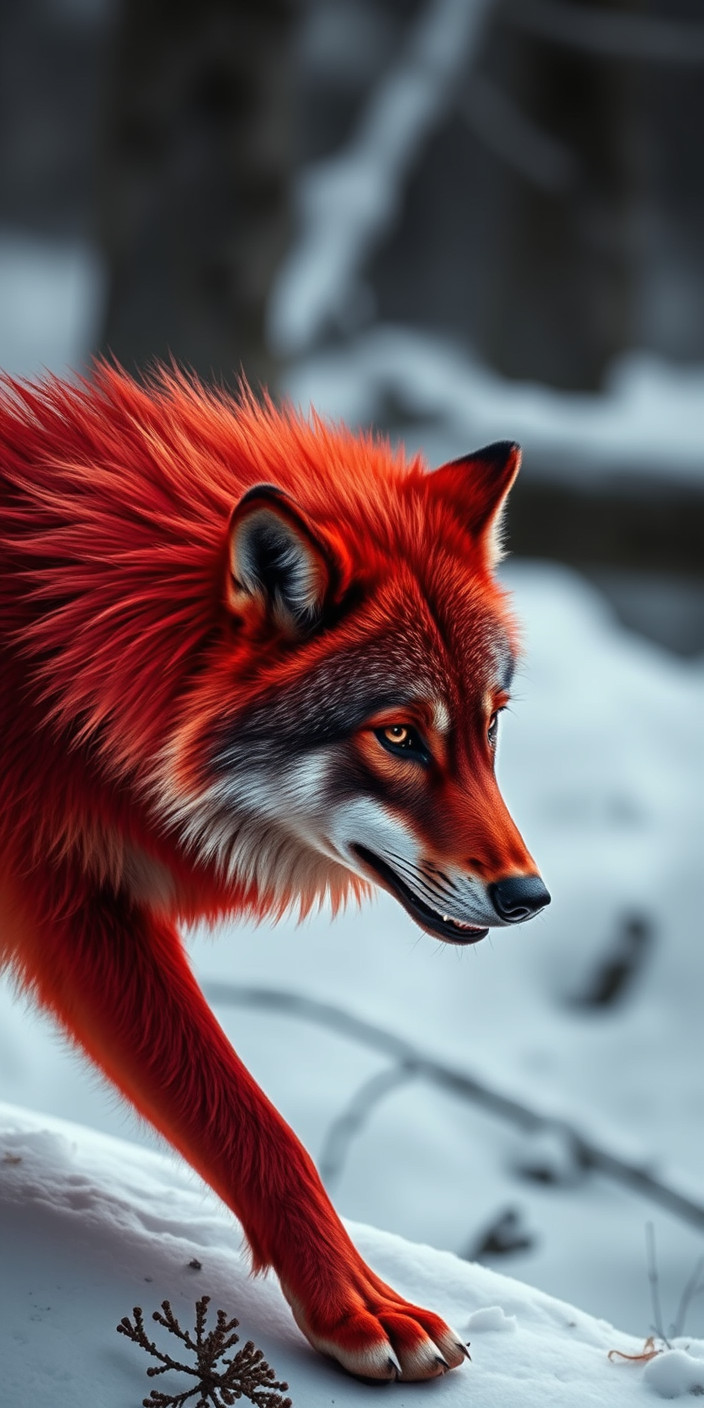 Red wolf 12 Phone Wallpaper