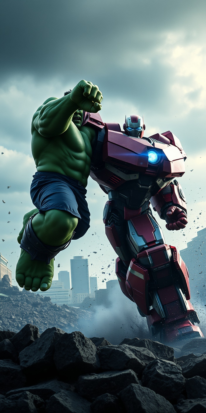 Hulkbuster vs hulk 1 Phone Wallpaper